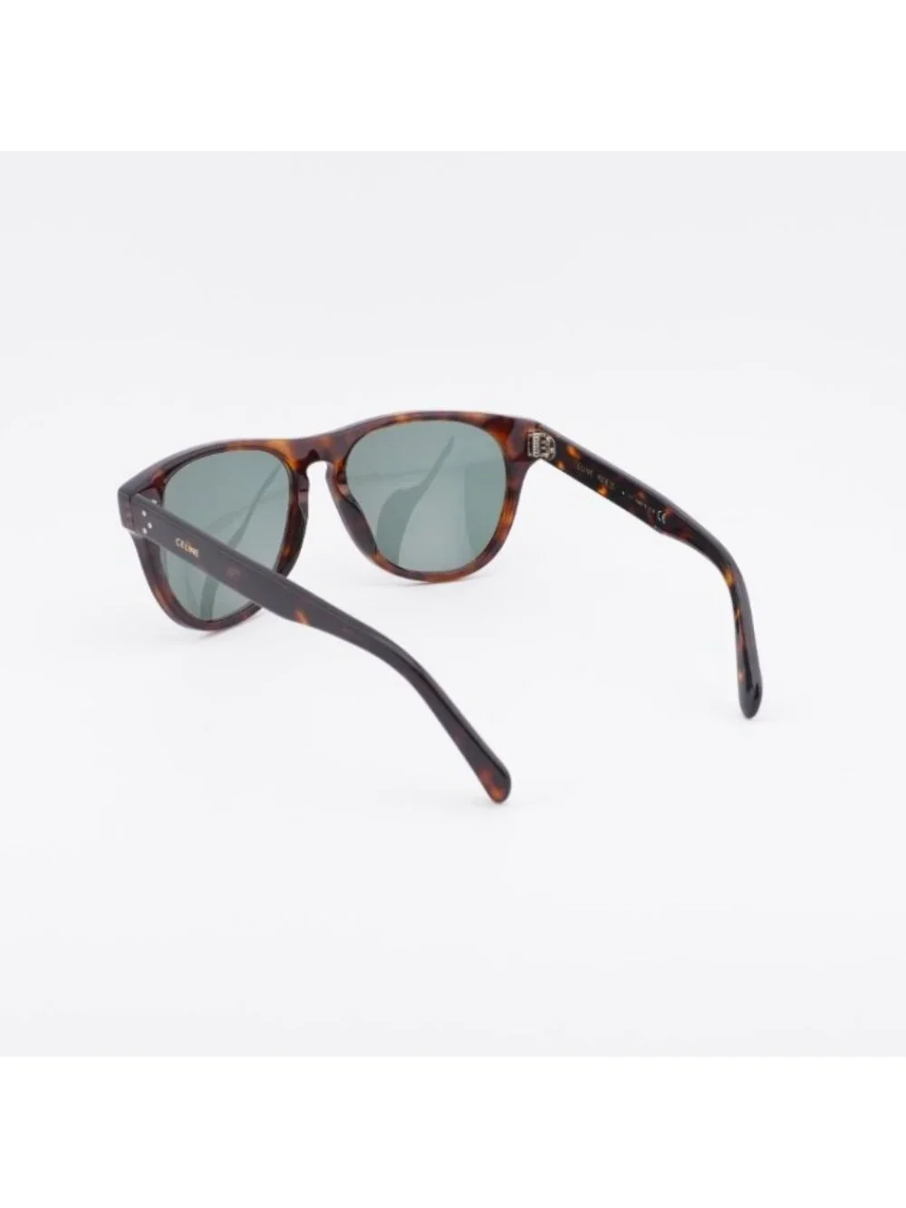 Celine Paris CL40102I 52N Sunglasses Dark Havana Square Frame, Green Lenses